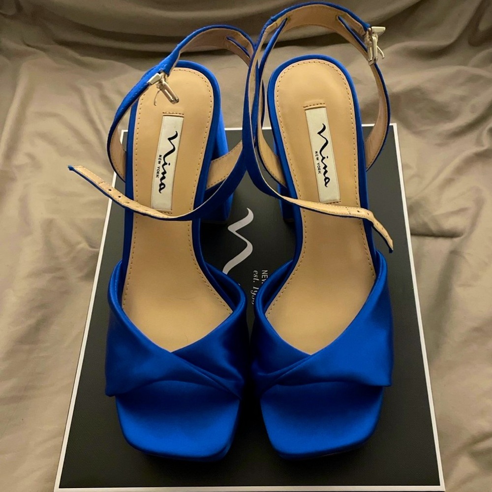 Blue Block Heels